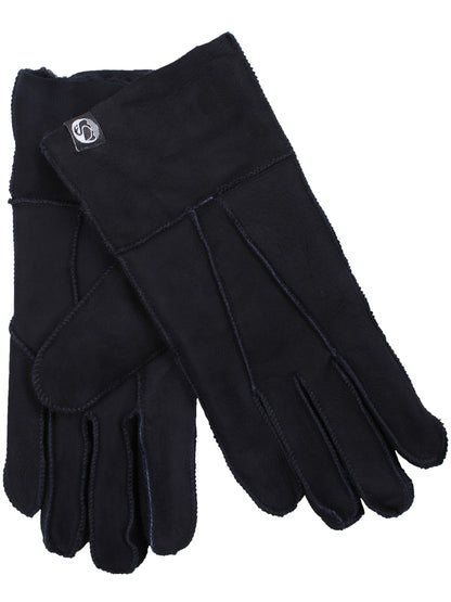 No Waste Sheepskin Mittens Navy