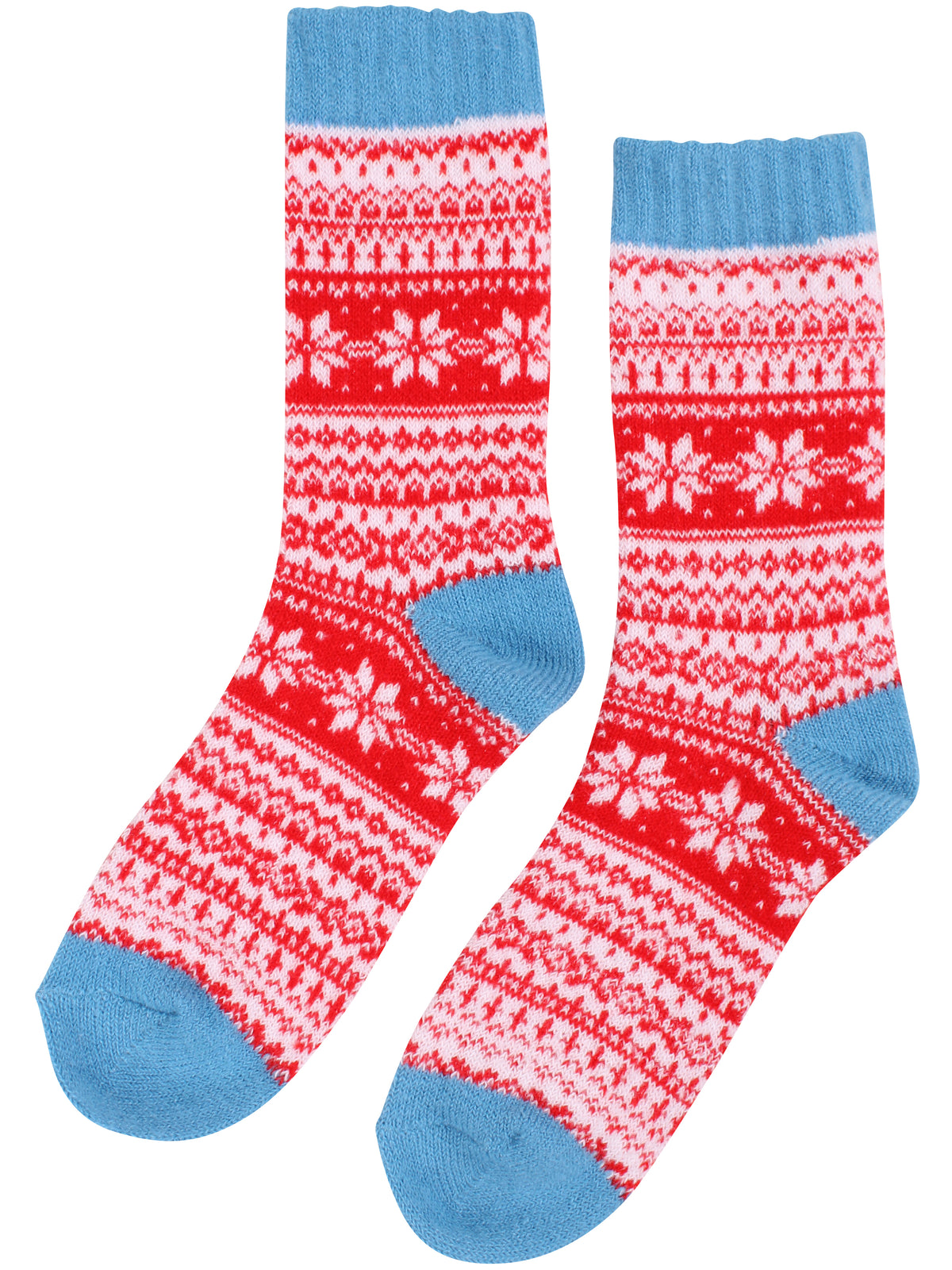 Pied Pied Cozy Socks Light Blue/Red