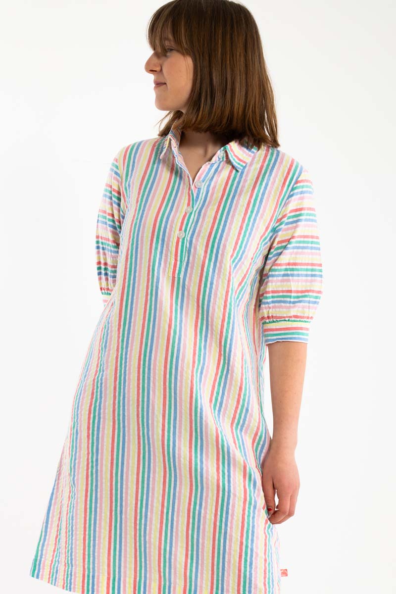 Danecarnation Seersucker Dress Multistripe