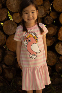 Dyrzanzi SS Dress AOP/STRIB Pastel Pink/Chalk PAPEGOEJE