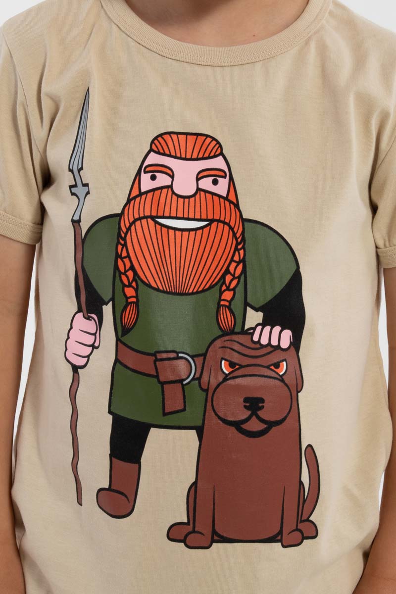 T-shirt til børn med viking og hund