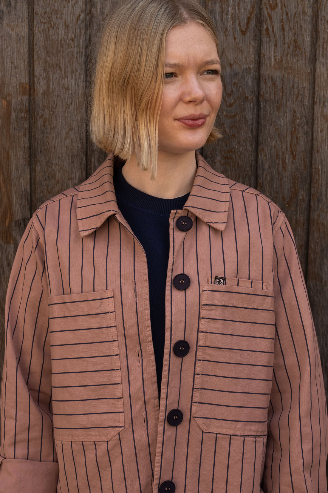 Daneprairie Stretch Canvas Jacket Rose Beige/Dk Navy