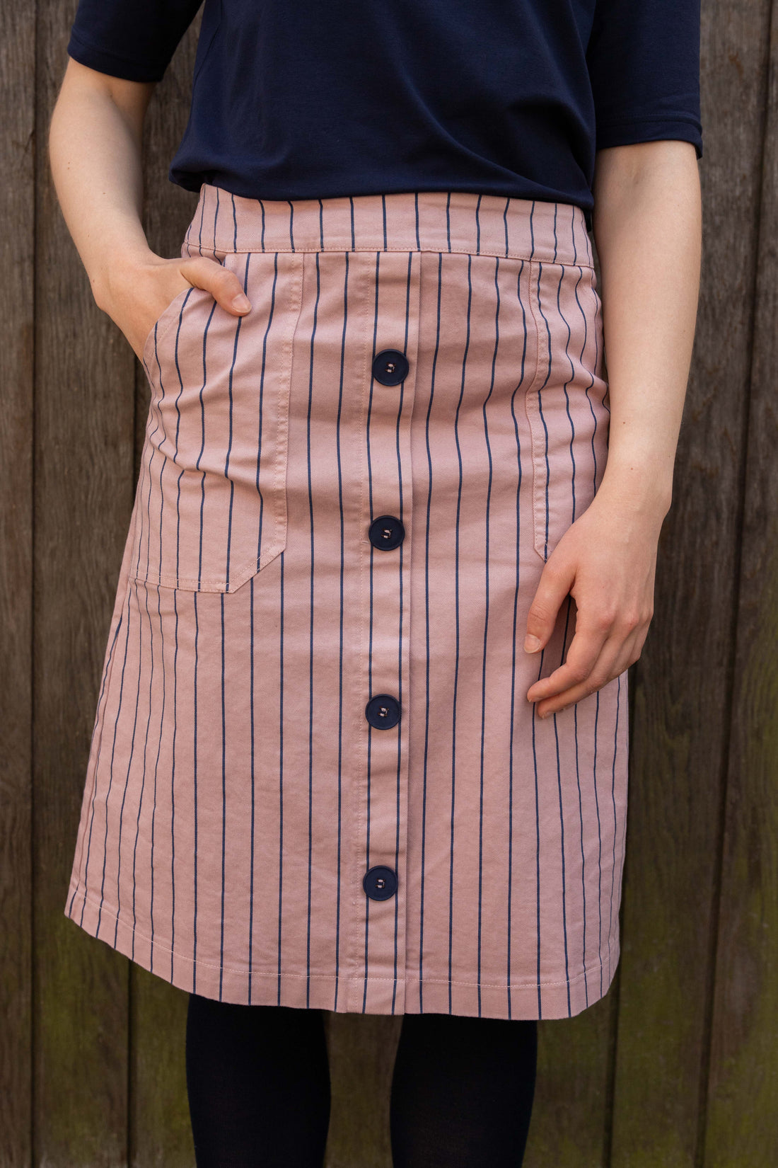 Danekage Stretch Canvas Skirt Light Rose/Dk Navy