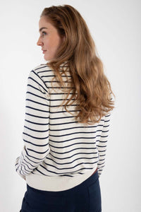 Danejolly Cotton Knit Cardigan Chalk/Dk Navy