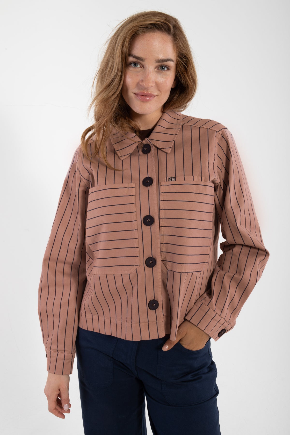 Daneprairie Stretch Canvas Jacket Rose Beige/Dk Navy