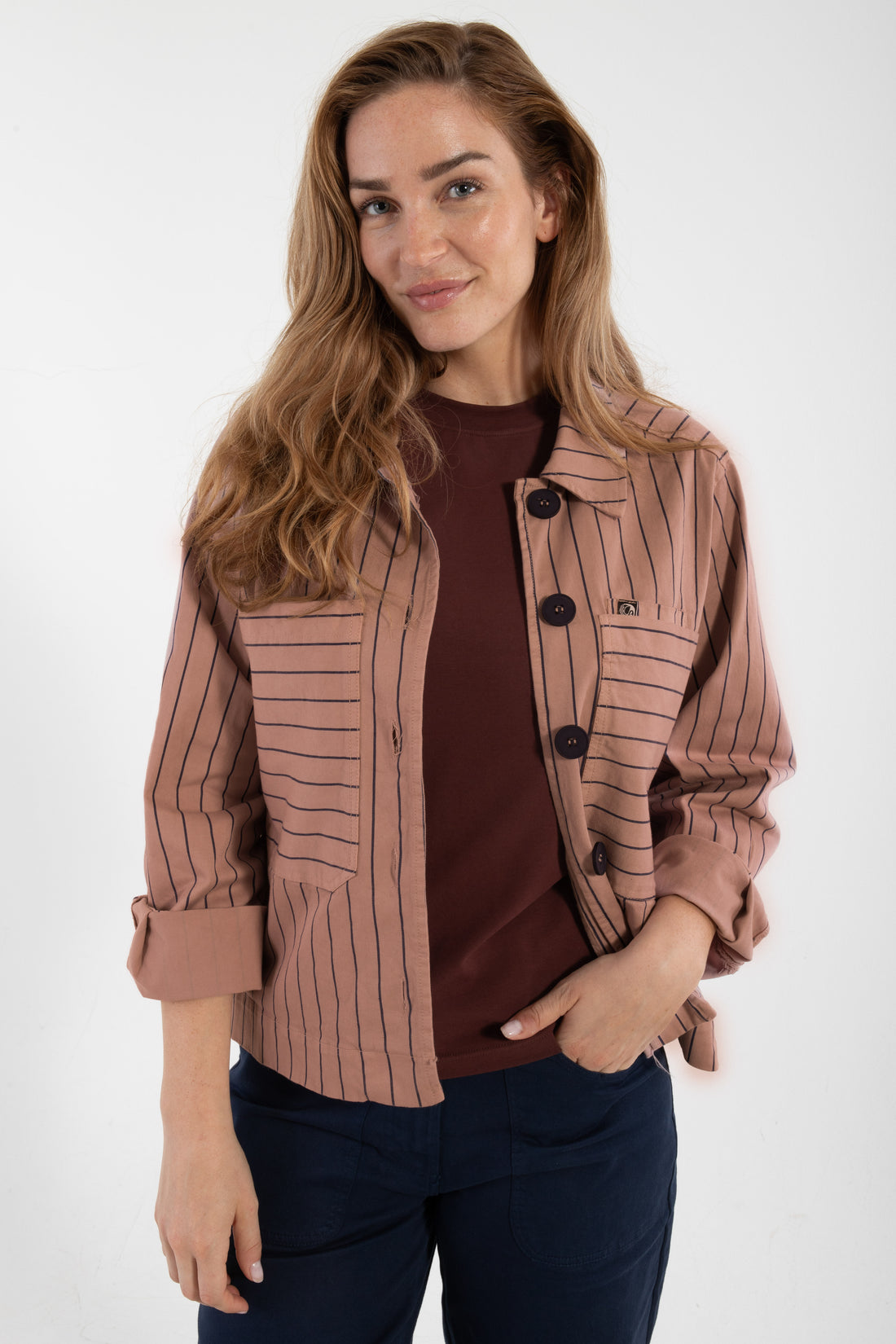 Daneprairie Stretch Canvas Jacket Rose Beige/Dk Navy