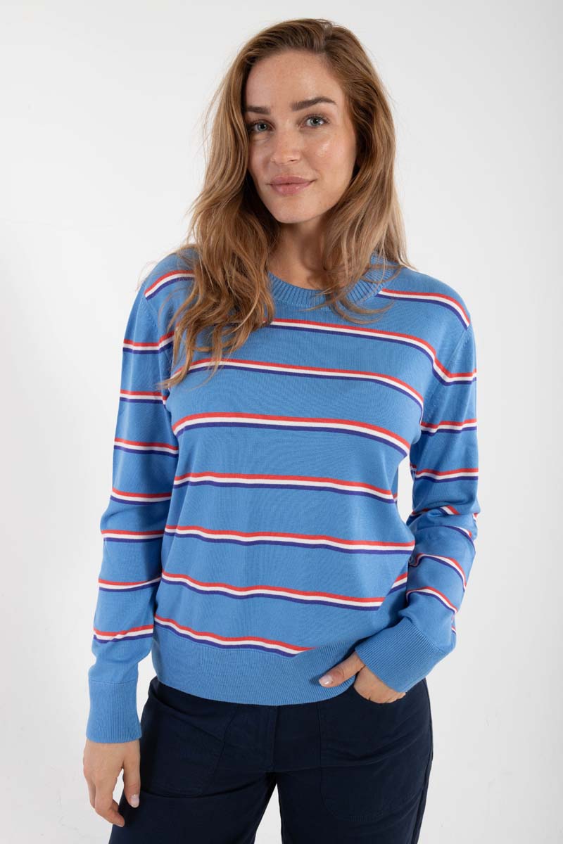 Sweater med striber til dame