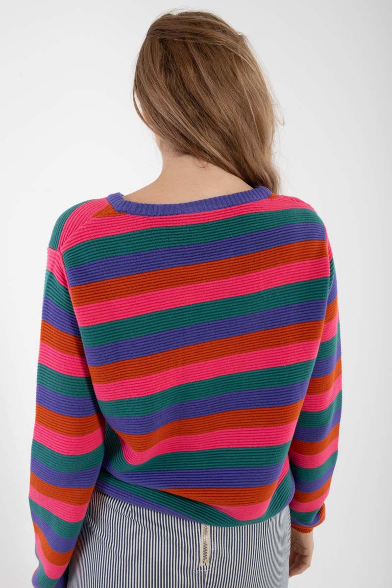 stribet strik sweater til dame