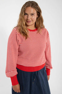 Danefox Pearl Knit Sweater Summer Red/Chalk
