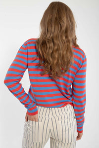 Danedinner Viscose Sweater Waterblue/Summer Red