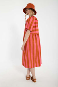Daneluft Smooth Poplin Dress Bright Pink/Light Rust