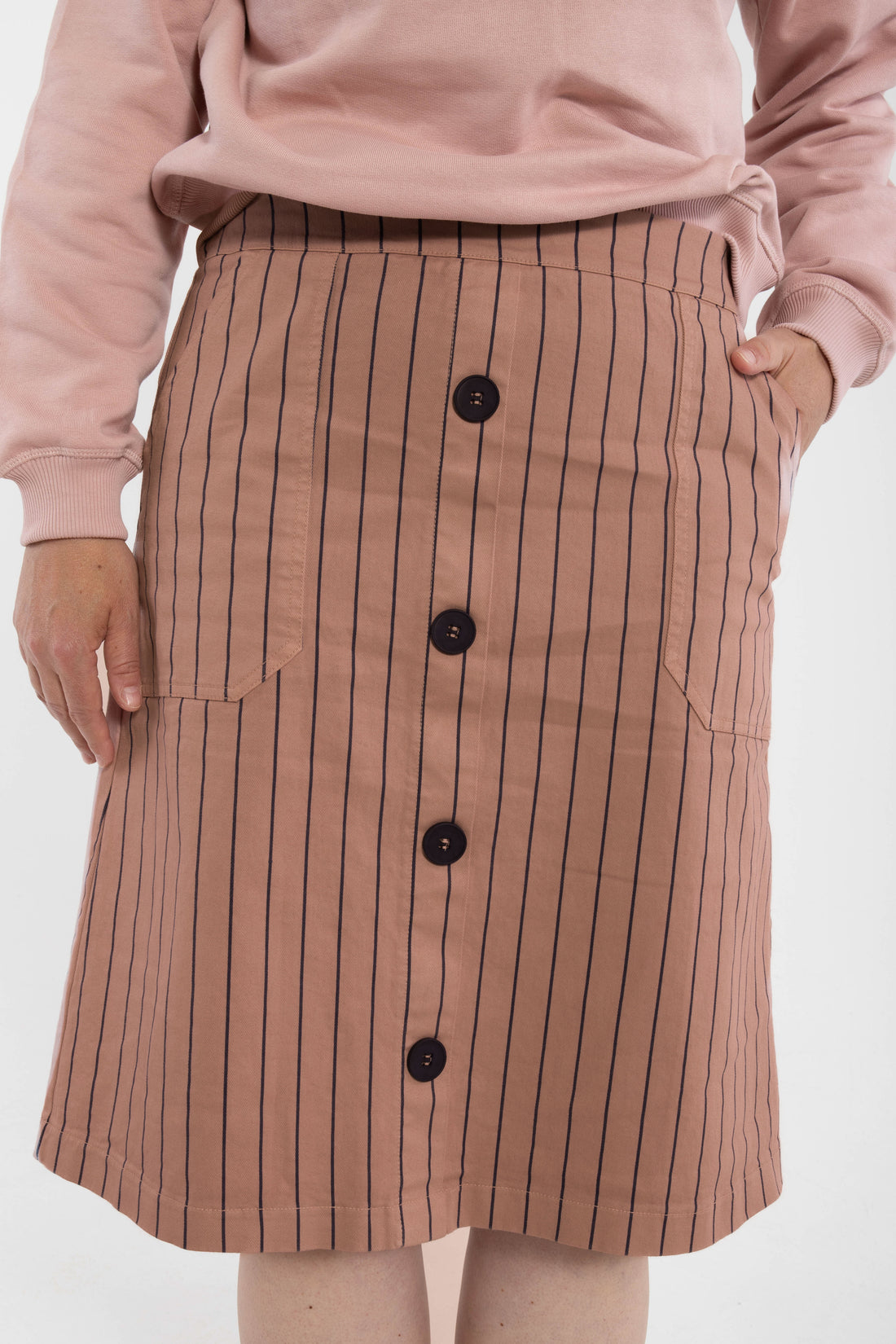 Danekage Stretch Canvas Skirt Rose Beige/Dk Navy