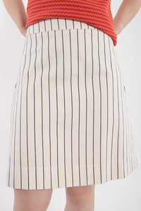 Danelondon Stretch Canvas Skirt Chalk/Dk Navy