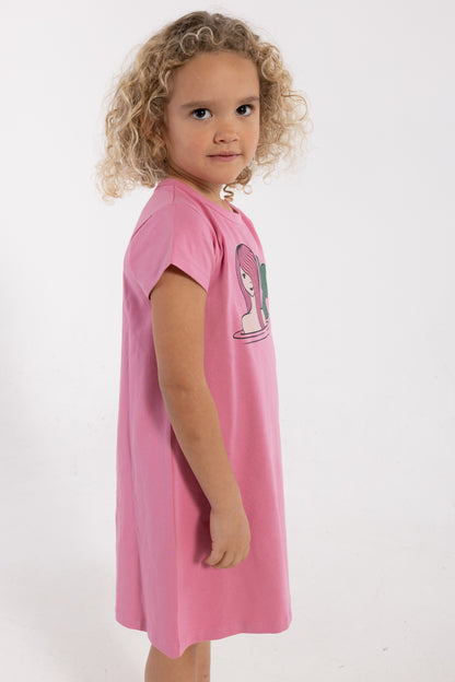 Fin rosa sommerkjole til børn med print af havfrue fra Dyr Cph