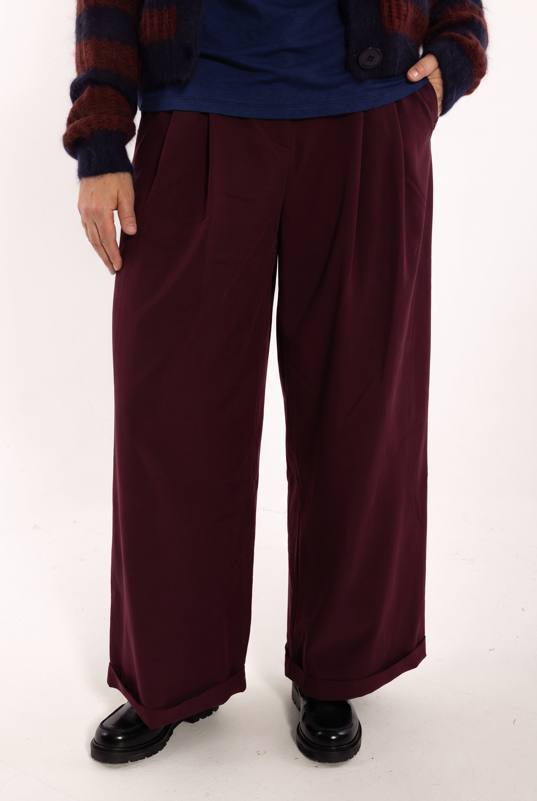 Danowl Smooth Viscose Pants Dark Wine
