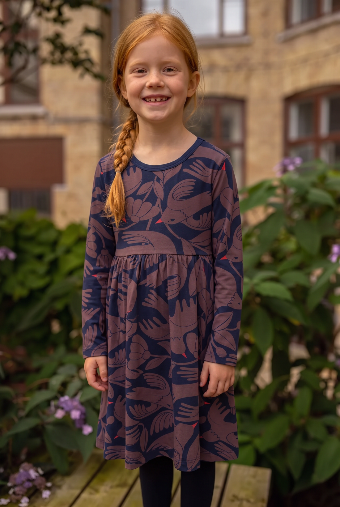 Danepopsicle Cotton Dress Dark Navy/Mauve BIRDIEUP