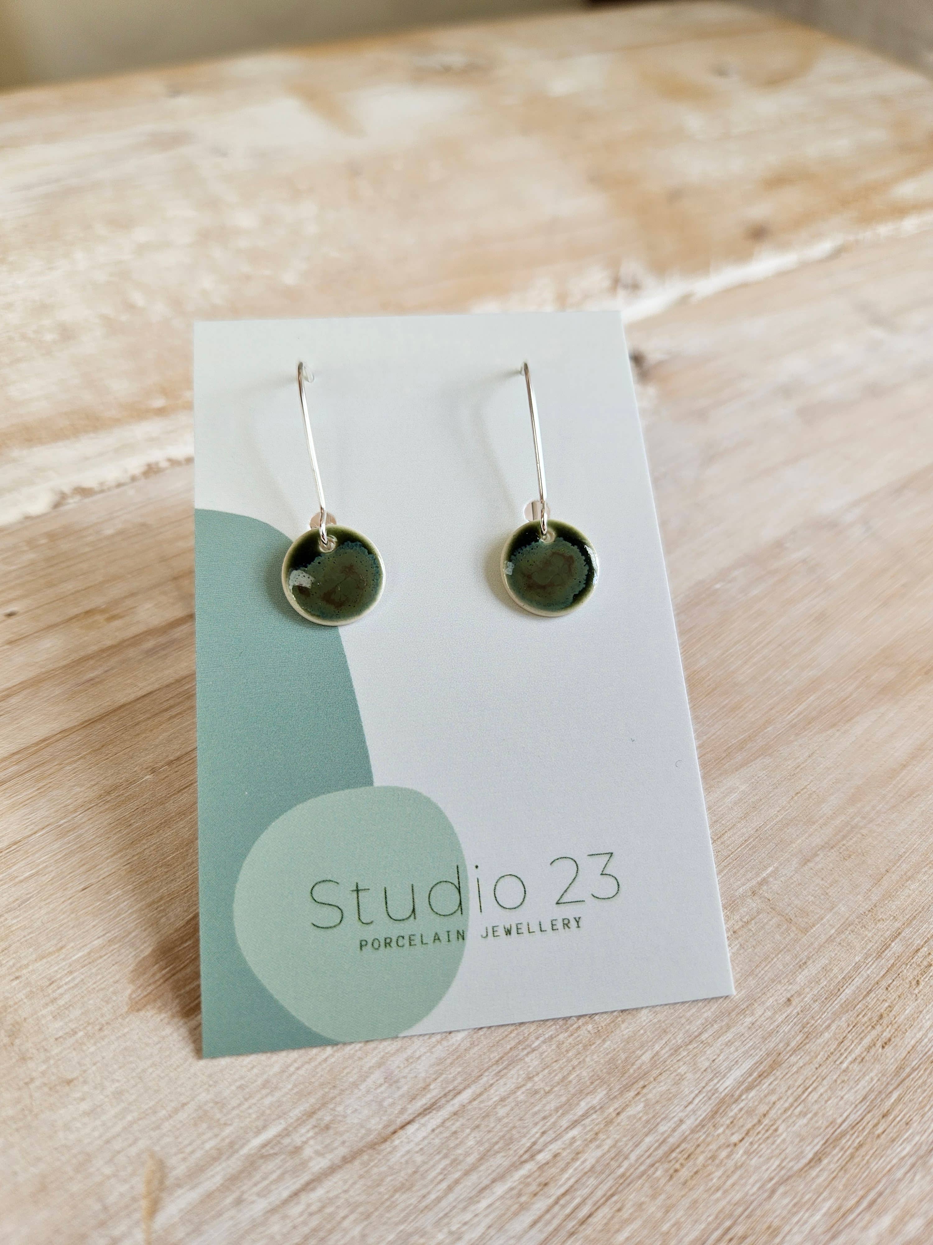 Circle Drop Earring Pair Olive