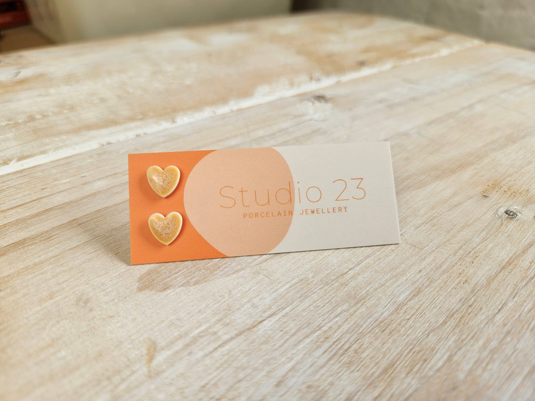 Heart Stud Earring Pair Orange