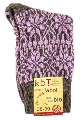 Hirsch Natur Wool Socks Brown/Pink