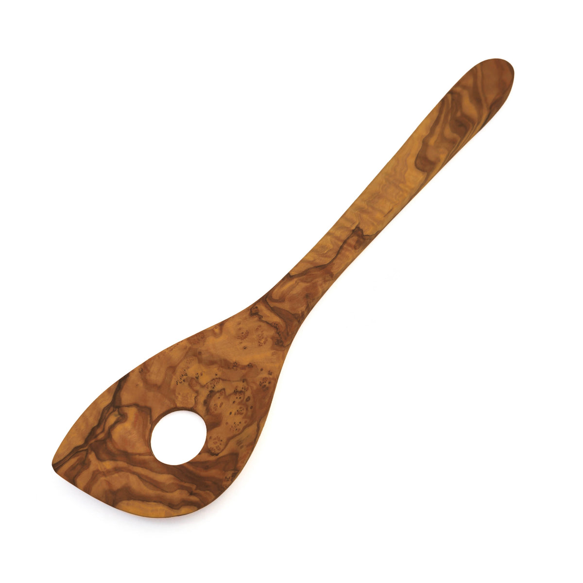 Medina Mood Cooking spoon pointed hole wide olive wood handle: 25cm