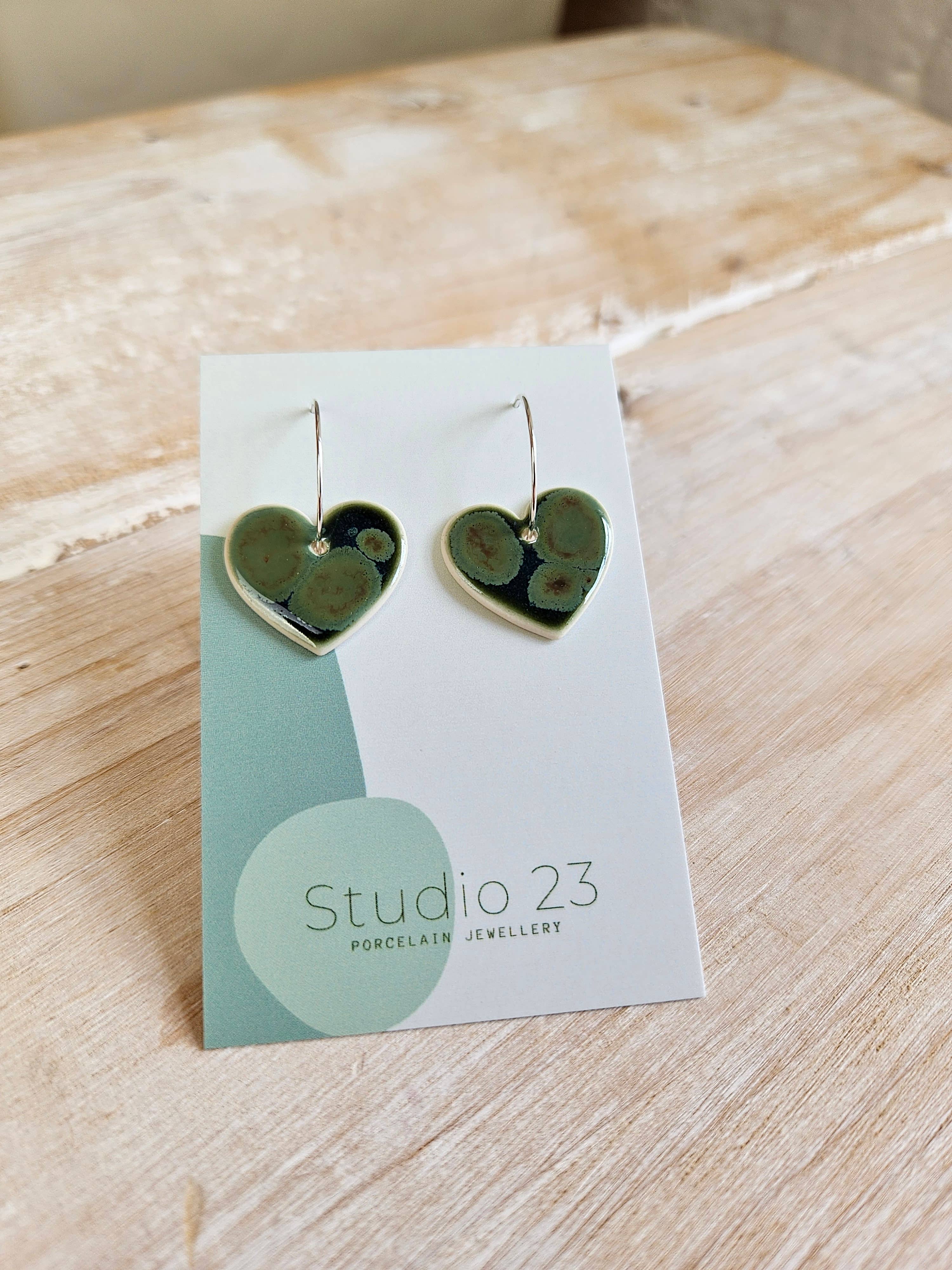 Heart Drop Earring Pair Olive