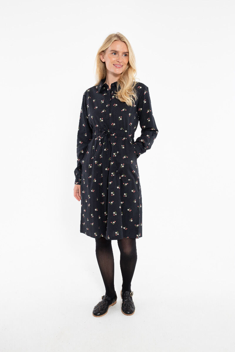 Daneditte Poplin Dress Black MINIFLOWER