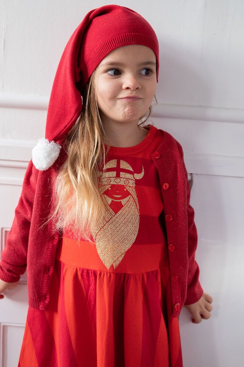 ORGANIC - Danemerete Dress Xmas Red/Burnt Red FREJA