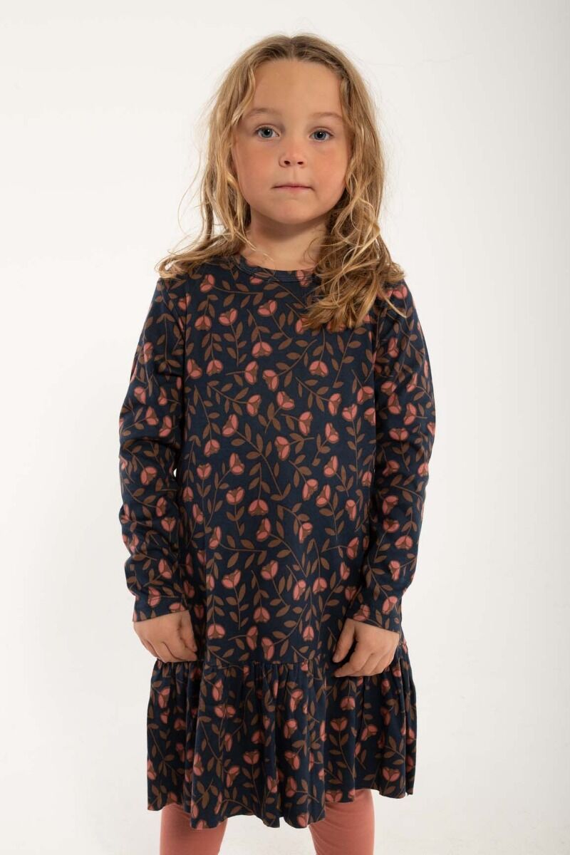 ORGANIC - Daneseahorse Dress Dk Navy/Brown Beige FLEURIE