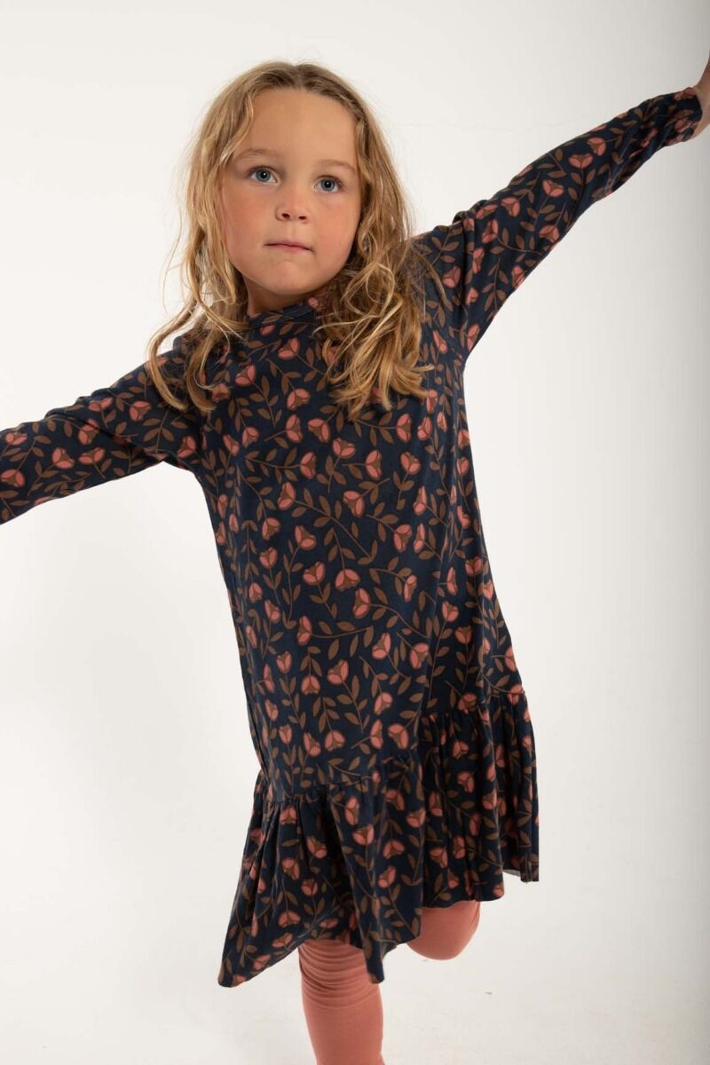 ORGANIC - Daneseahorse Dress Dk Navy/Brown Beige FLEURIE