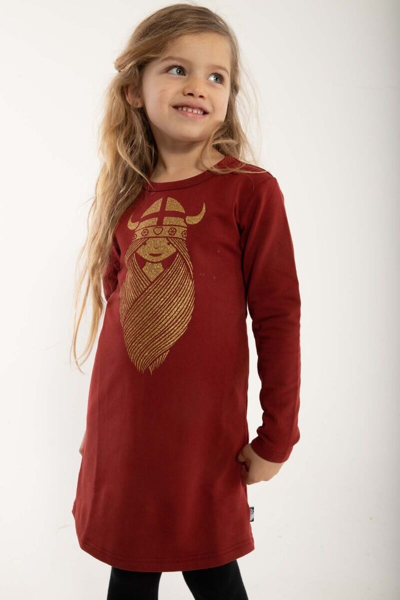 Danekvik Sweater Dress Red wine FREJA (Glitter)