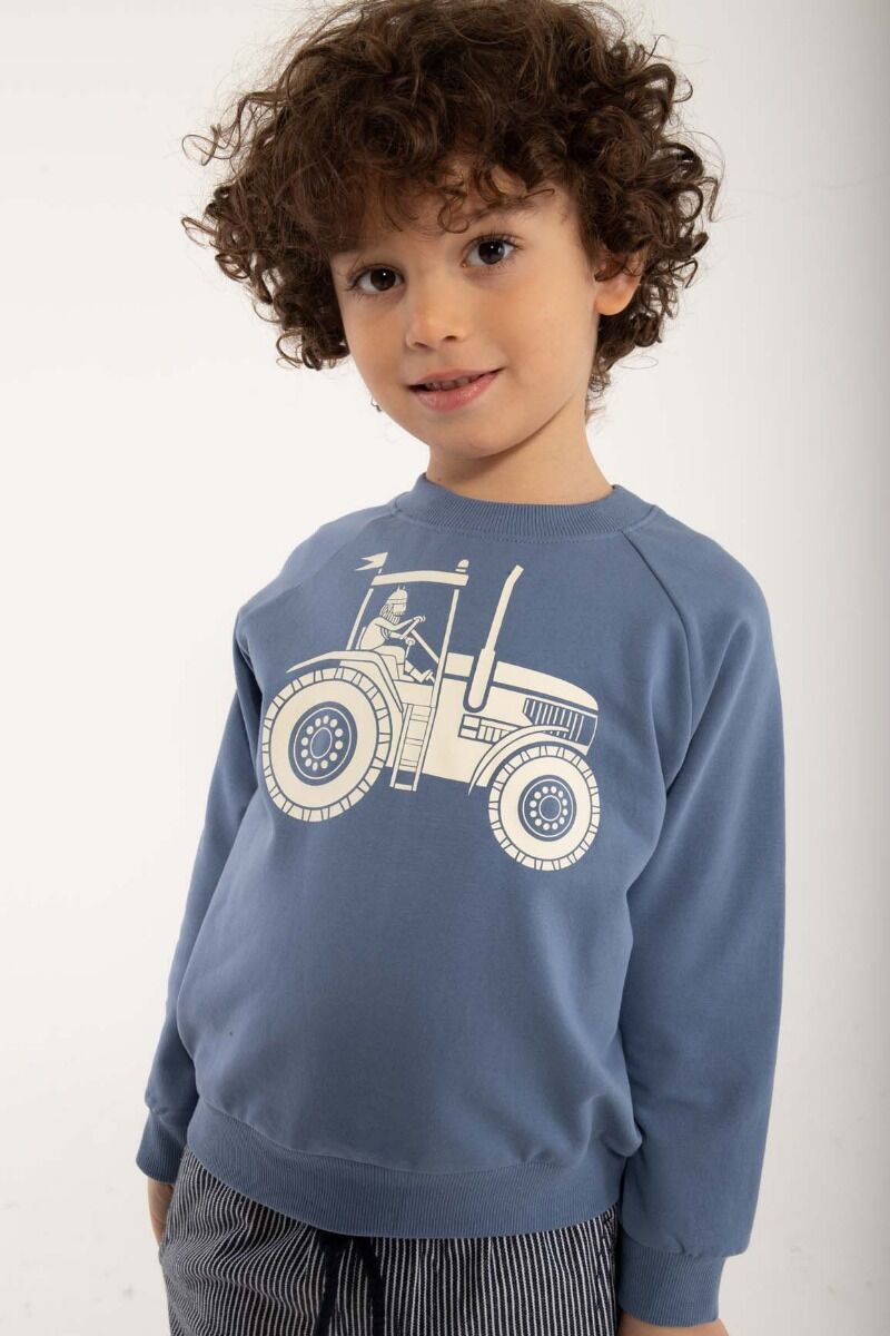 Sweater til børn med viking på traktor 