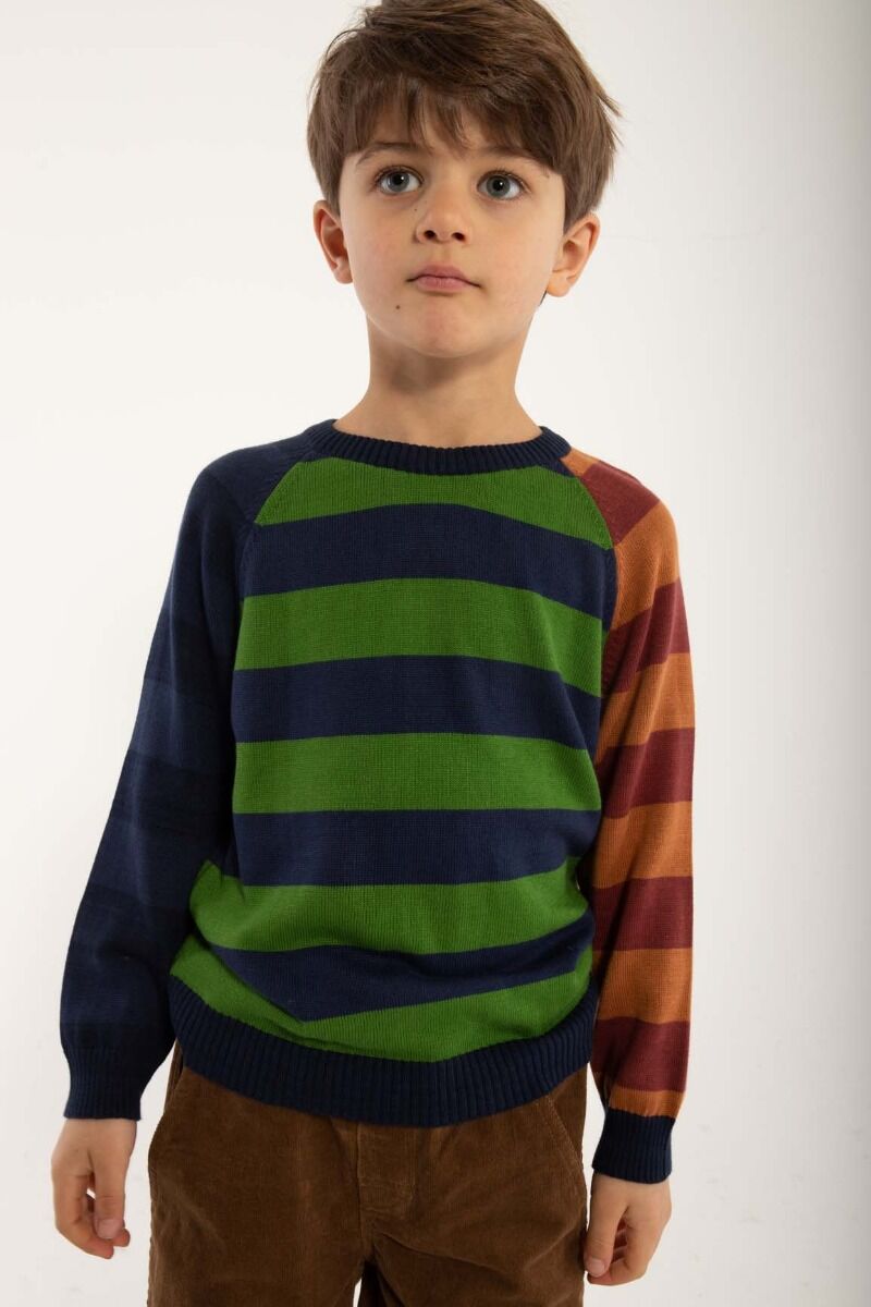Strik sweater til børn med striber 
