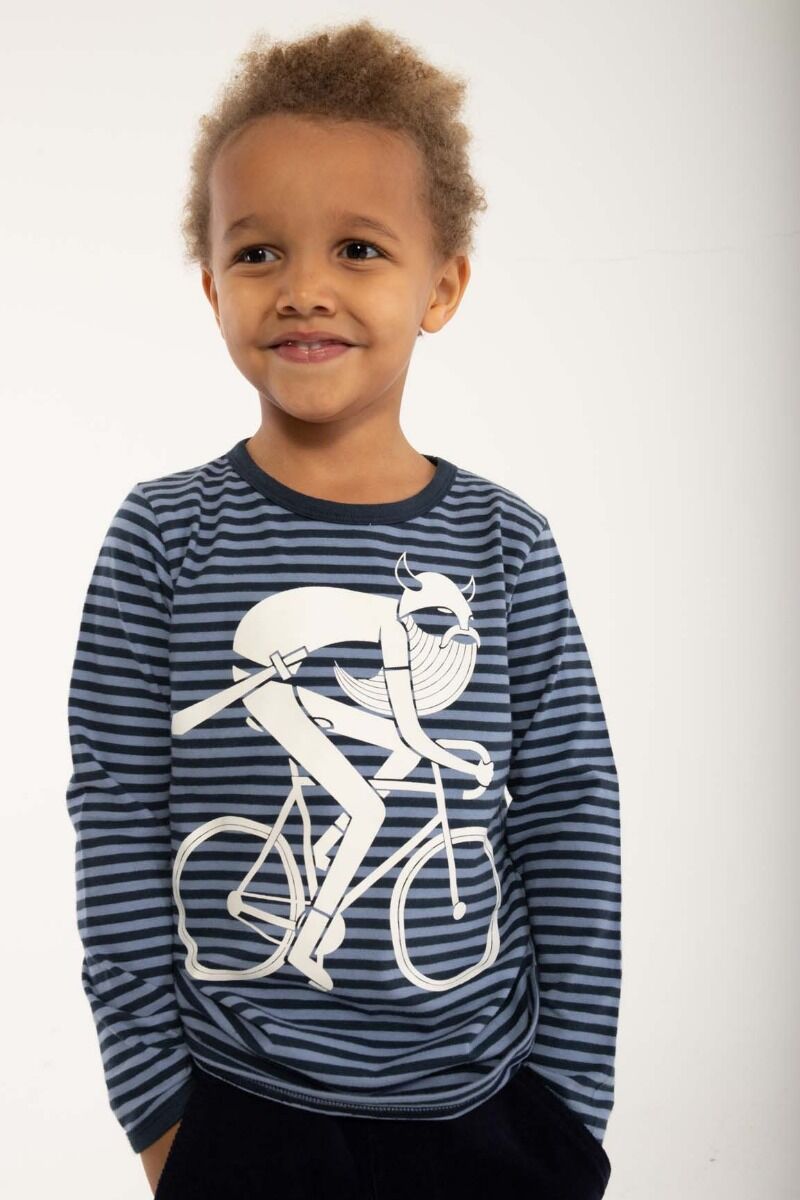 Bluse til børn med viking på cykel 