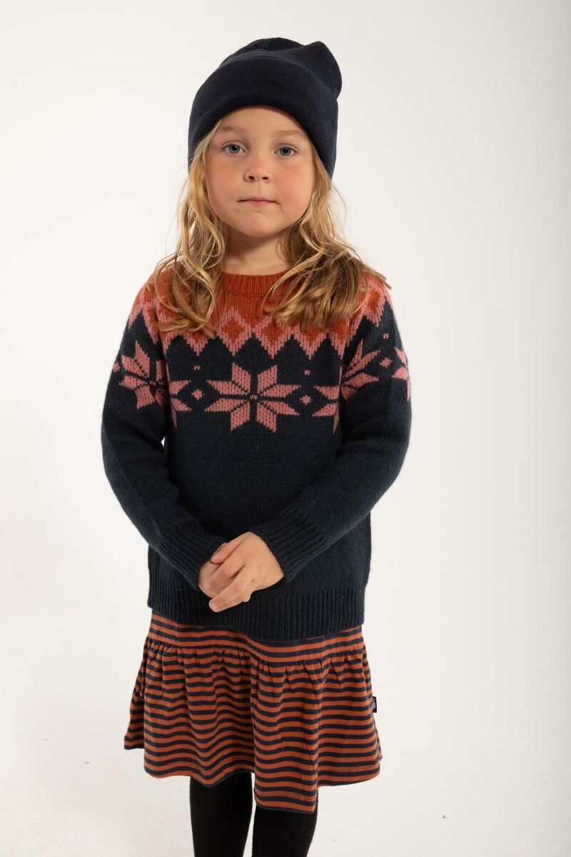 Danepulk Sweater Dk Navy/Old Rose/Brick