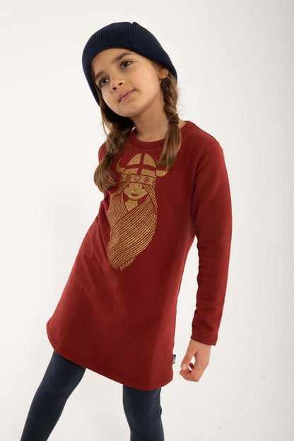 Danekvik Sweater Dress Red wine FREJA (Glitter)