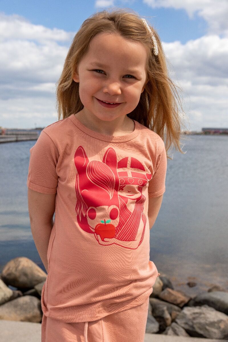 T-shirt til børn med viking og hest   