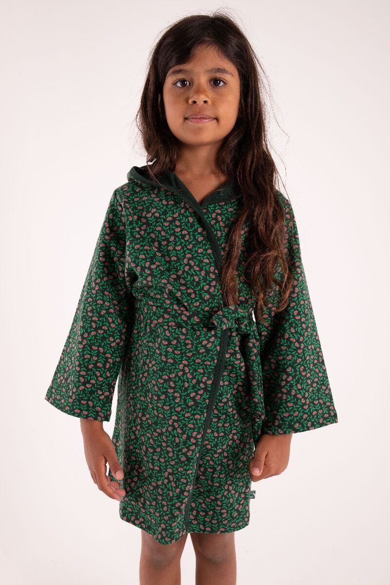 Organic - Danearlybird Housecoat Black/green FLEURIE