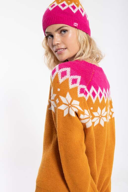 Danecountry Wool Beanie Honey_Offwhite/Hotpink