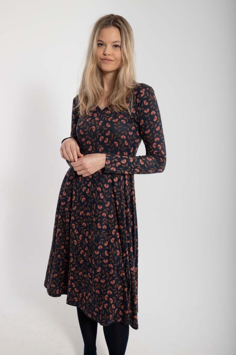 ORGANIC - Danandreasen Dress Dk Navy/Redwine FLEURIE