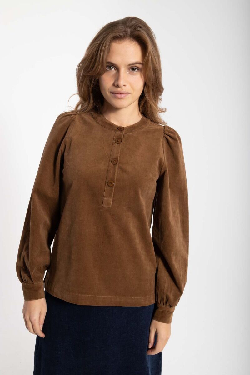 Danesanna Cord Stretch Shirt Brown Beige