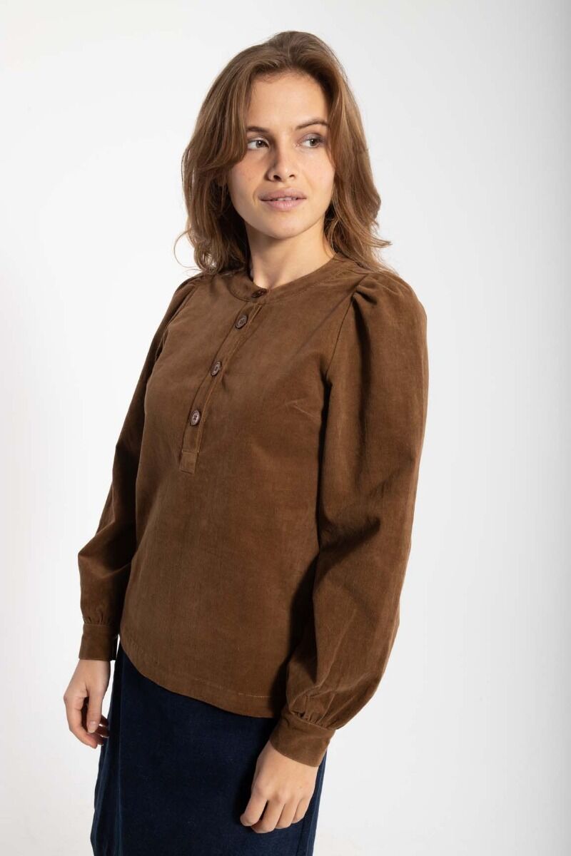 Danesanna Cord Stretch Shirt Brown Beige
