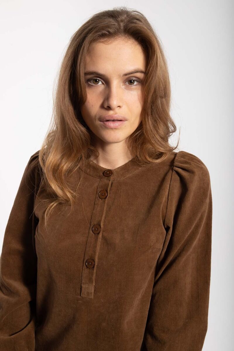 Danesanna Cord Stretch Shirt Brown Beige