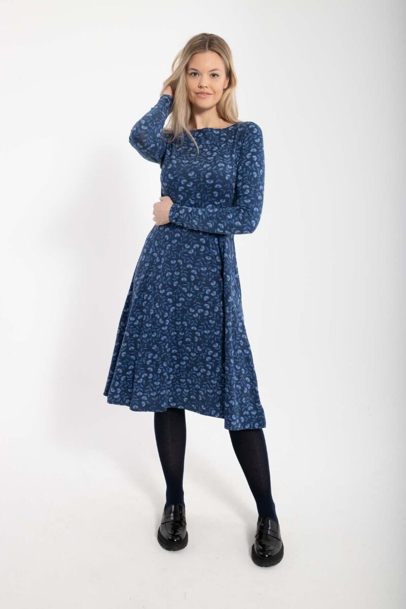ORGANIC - Danesigrid Viscose Dress Marine/Cold Blue FLEURIE