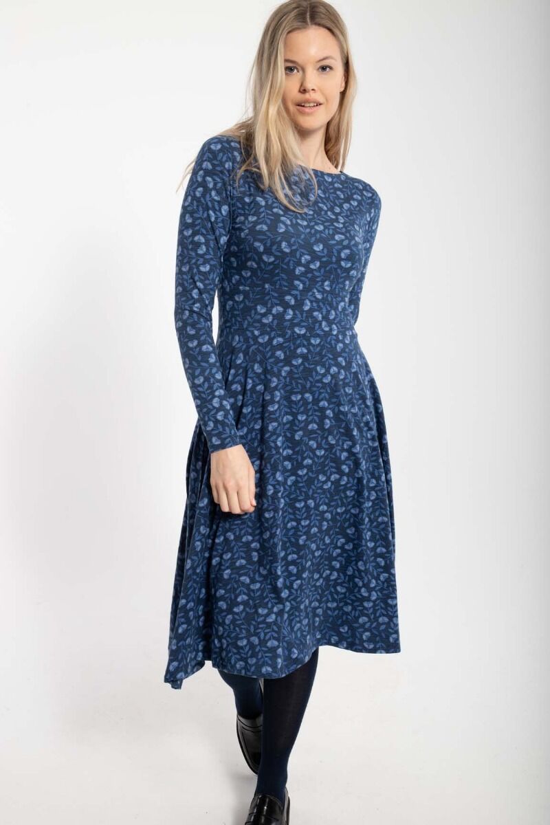 ORGANIC - Danesigrid Viscose Dress Marine/Cold Blue FLEURIE