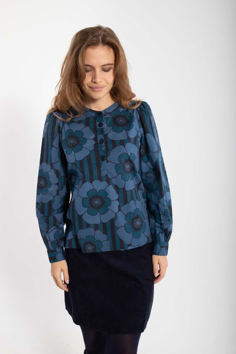 Danesanna Poplin Shirt Blue POWER FLOWERS