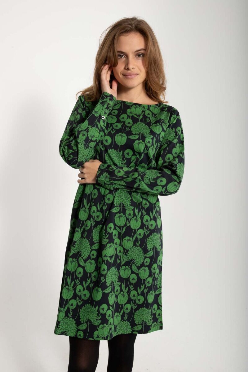 Danevalley Poplin Dress Black/Fall Jungle HORTENSIA