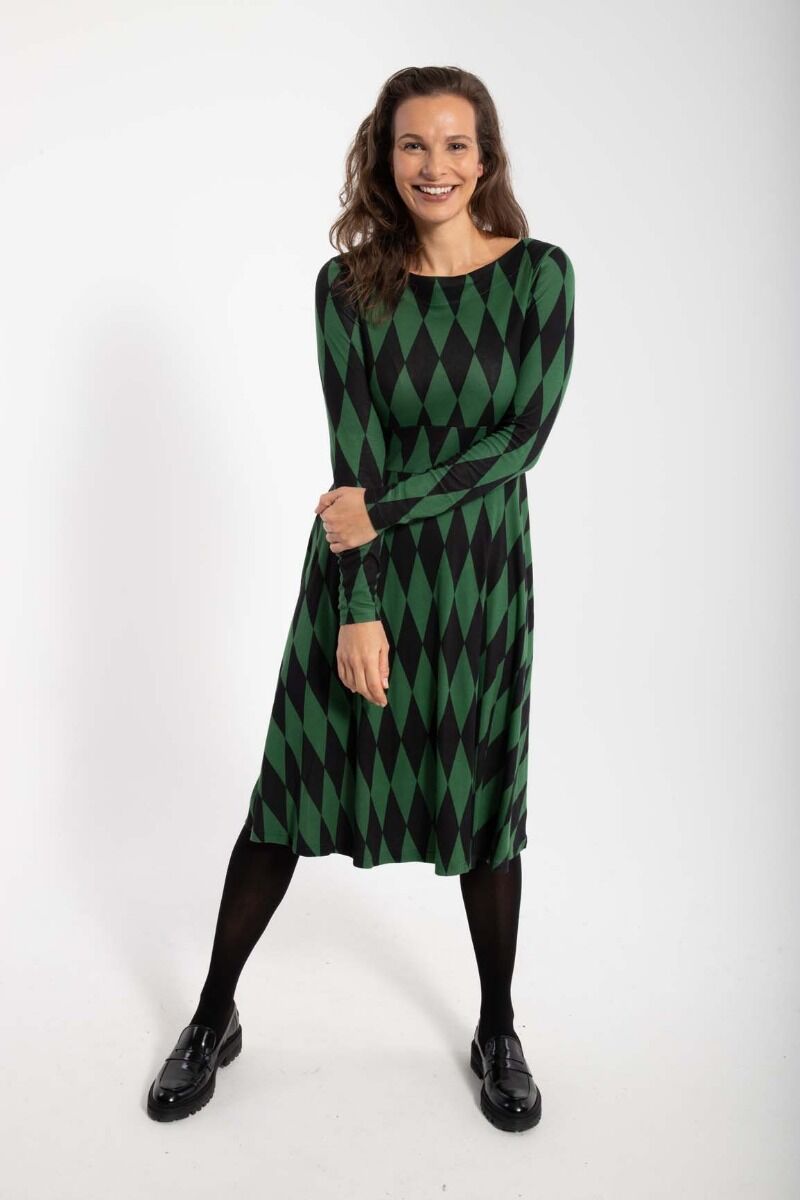 ORGANIC - Danesigrid Viscose Dress Black/Warm Khaki DIAMONDS