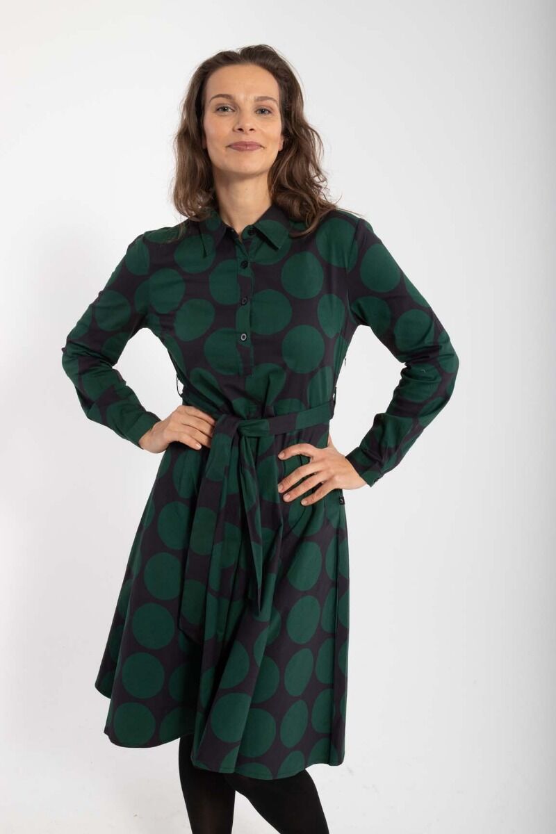 Daneribe Poplin Dress Black/Warm Khaki MEGADOTS