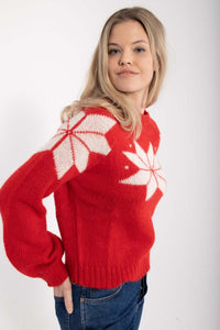 Danefantastic Flakes Wool Sweater Red/Chalk