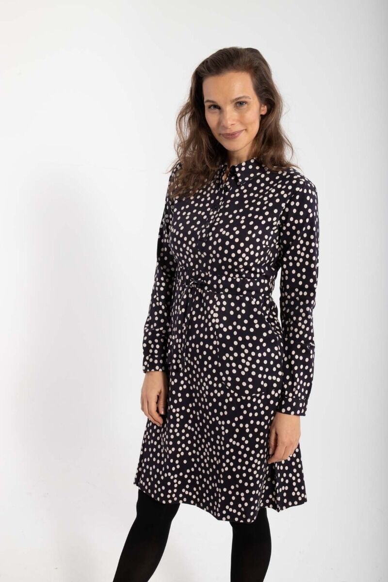 Daneditte Poplin Dress Black/Chalk FUNDOTS